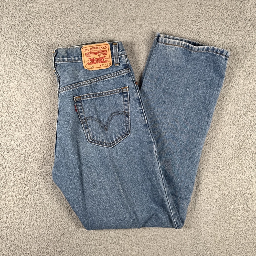 Levis 505 Jeans Mens 31x32 (30x31) Y2k Vintage Faded Straight Leg Regular Fit